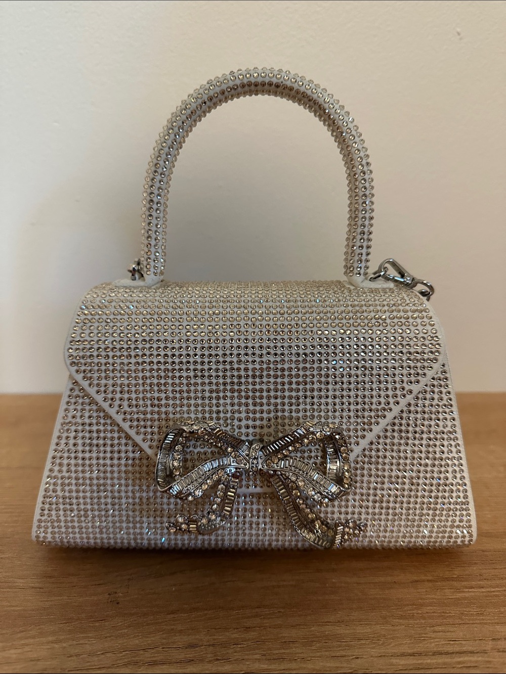 LIKE NEW Self Portrait Silver Crystal Bow Mini Shoulder Bag